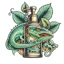 parfume bottle chameleon  tattoo design idea