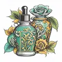 parfume bottle chameleon  tattoo design idea
