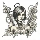 girl with big scissors and no head tattoo tattoo design idea