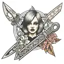 girl with big scissors and no head tattoo tattoo design idea