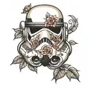 Stormtrooper helmet with flowers tattoo design idea