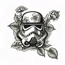Stormtrooper helmet with flowers tattoo design idea