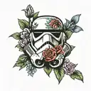 Stormtrooper helmet with flowers tattoo design idea