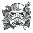 Stormtrooper helmet with rose  tattoo design idea
