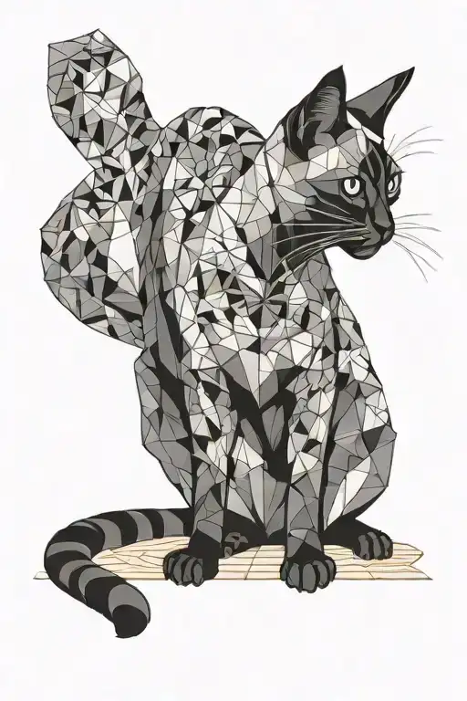 siamese cat full body with front paw outstretched as if scratching or playing tattoo design idea