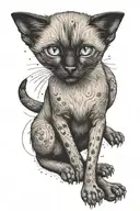 siamese cat full body with front paw outstretched as if scratching or playing tattoo design idea