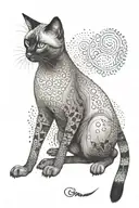 siamese cat full body playing tattoo design idea