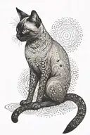 siamese cat full body playing tattoo design idea