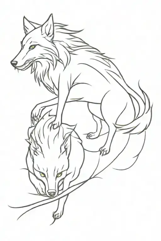 wolf and dragon tattoo design idea