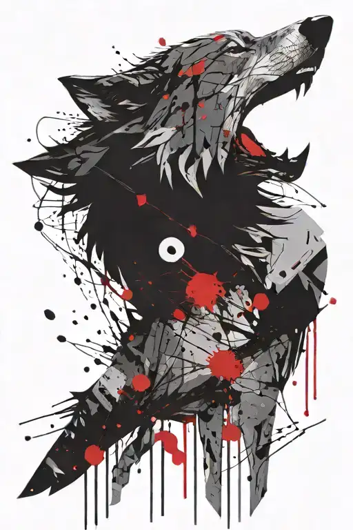 wolf and moon tattoo design idea