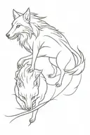 wolf and dragon tattoo design idea