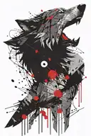 wolf and moon tattoo design idea