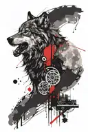 wolf and moon tattoo design idea