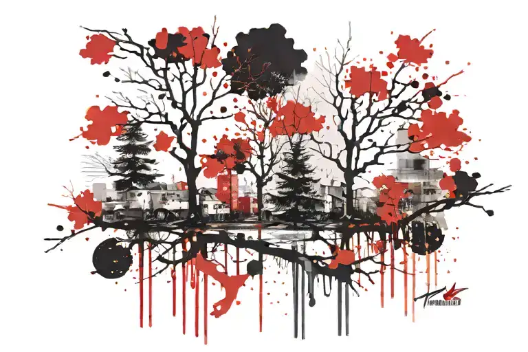 tree line tattoo design idea