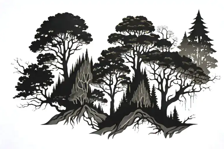 tree line tattoo design idea