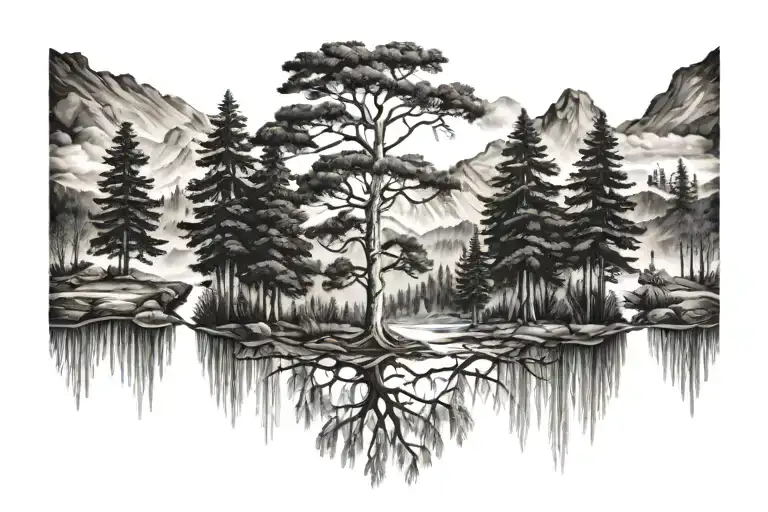 tree line tattoo design idea