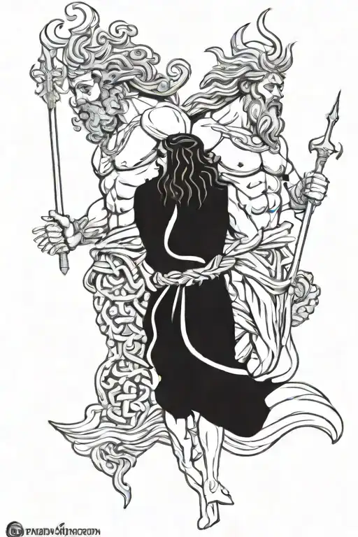 zeus y poseidon tattoo design idea