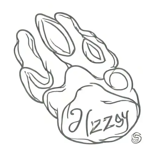 Dog paw print with name izzy tattoo design idea