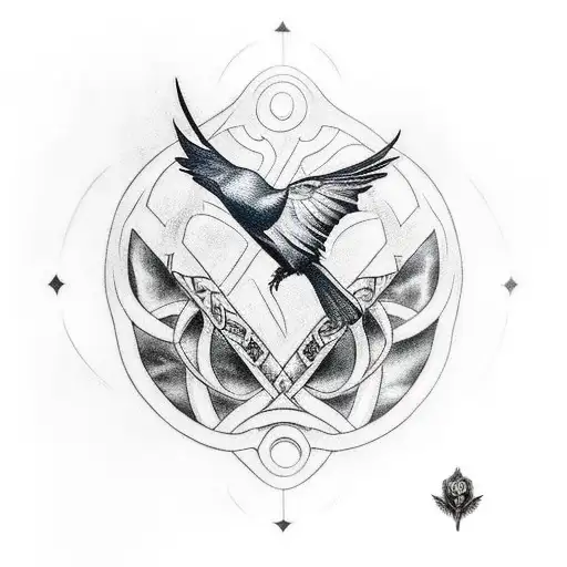 raven with Odin tattoo design idea
