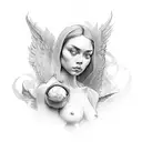 Anjo com as asas abertas tattoo design idea