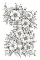 full spinal tattoo with January, September and December birth flowers tattoo design idea