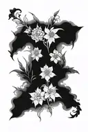 Full Spinal tattoo with January, September and December birth flowers tattoo design idea