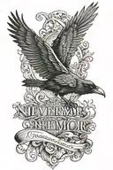 nevermore script with a raven tattoo design idea