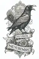 nevermore script with a raven tattoo design idea