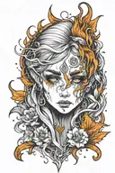 elf tears flowing from its eyes like fire tattoo design idea