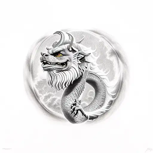 falcor the luck dragon from neverending story with 3 kids on his back tattoo design idea