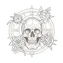 skull and clocks tattoo design idea