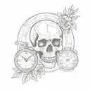 skull and clocks tattoo design idea