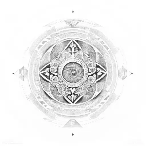 4 stoic virtues and their symbols in a circular design tattoo design idea