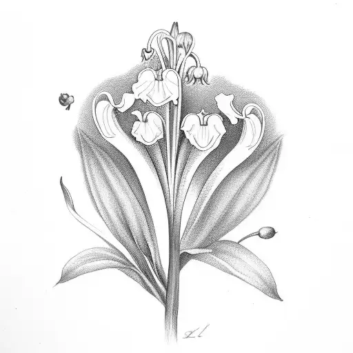 lily of valley violet with stem saying Kamryn daisy daffodil morning glory  tattoo design idea