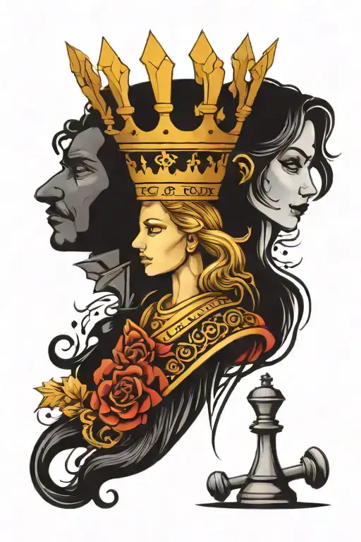 king queen chess piece tattoo design idea