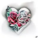 Valentine heart with red roses tattoo design idea
