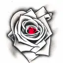 Valentine heart with red roses tattoo design idea