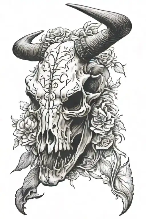 bull skull tattoo design idea