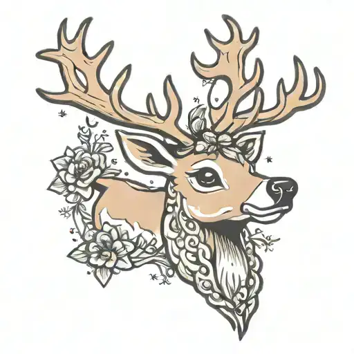 kid reindeer hanging tattoo design idea