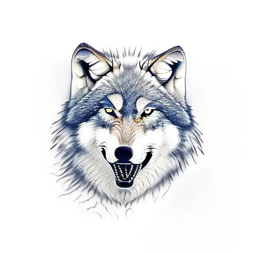wolf with teeth  tattoo design idea