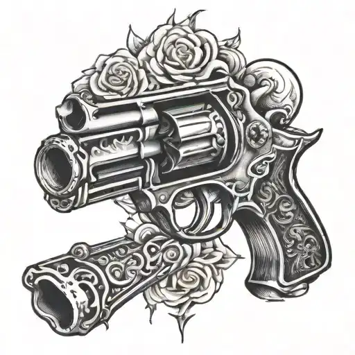 Breast > Pistol tattoo design idea