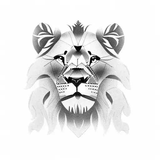 Lion tattoo of a father lion and in front of him a cub lion and in front of it a cub lioness tattoo design idea