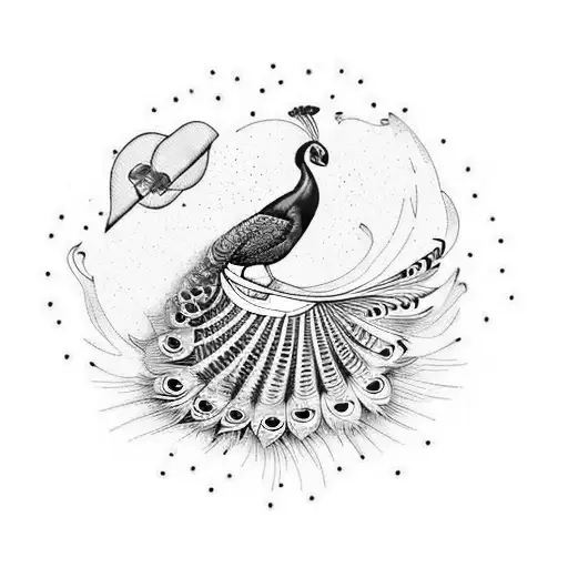 A peacock bird running with athletic shoes tattoo design idea
