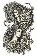 Virgo and aries zodiac symbols tattoo design idea