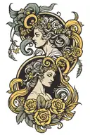 Virgo and aries zodiac symbols tattoo design idea
