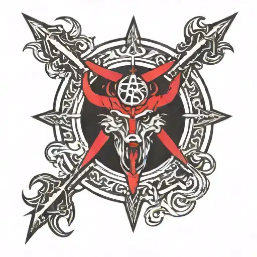 Red Pentagram with baphomet surrounded tattoo design idea