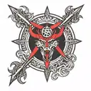Red Pentagram with baphomet surrounded tattoo design idea