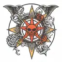 Red Pentagram with baphomet surrounded tattoo design idea