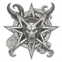 Red Pentagram with baphomet surrounded tattoo design idea