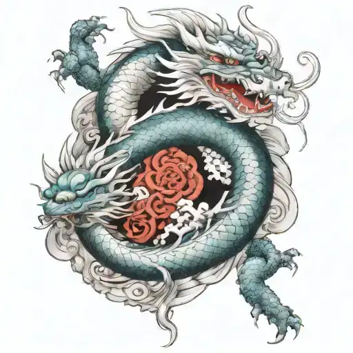 dragon guardian sleeve  tattoo design idea